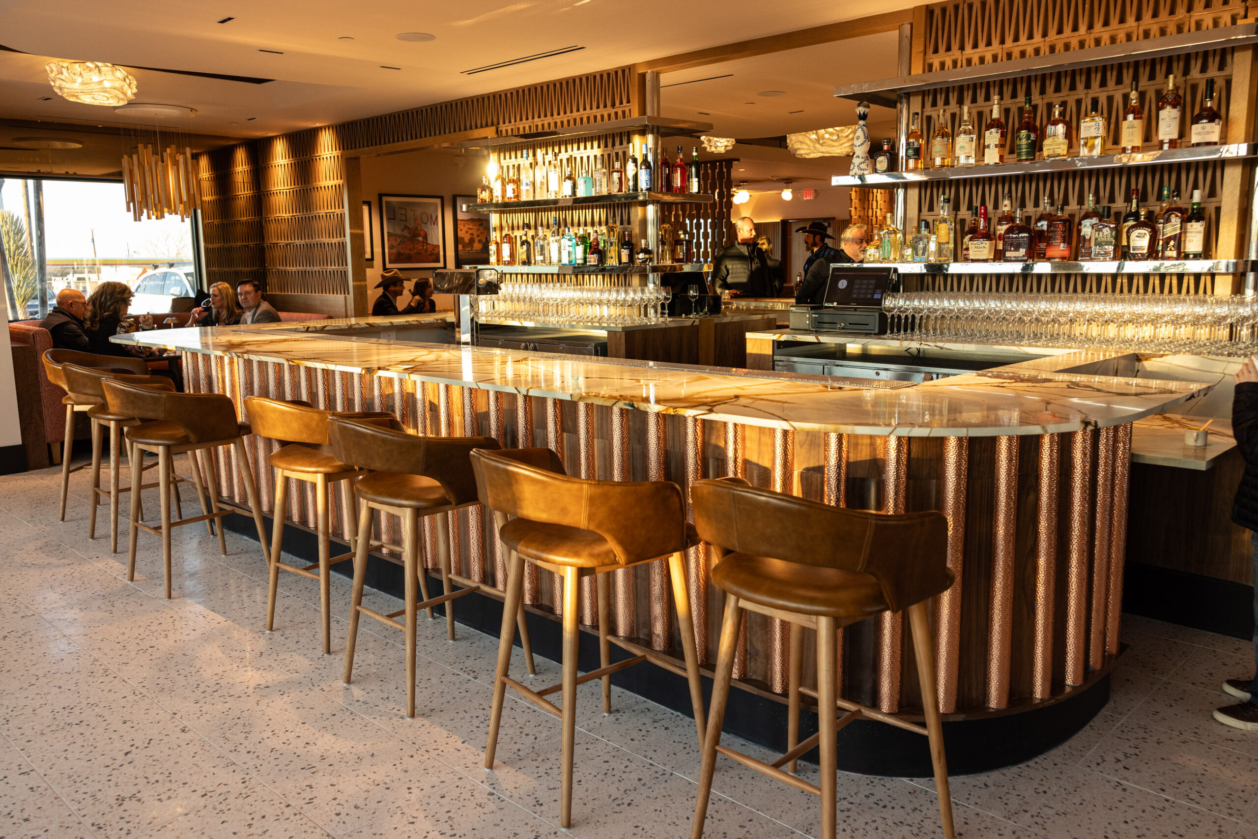 The double sided bar inside The Seeker restaurant