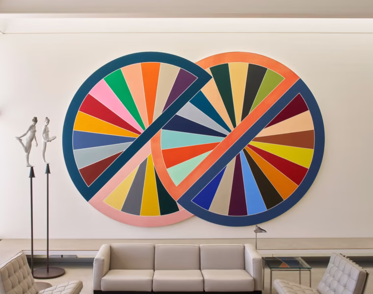 Frank Stella (1936-2024), Firuzabad III, 1970, in the Living Room of the Bass House