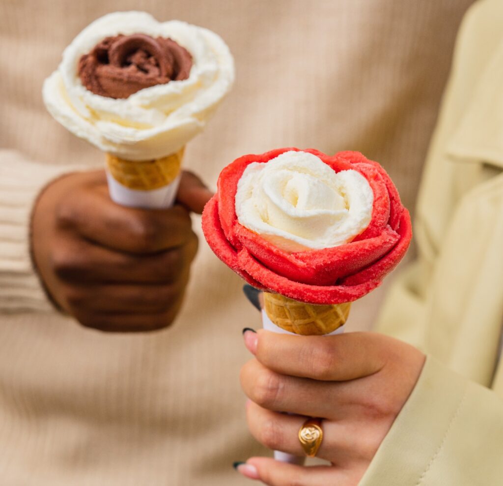 Amarino Gelato waffle cone rose