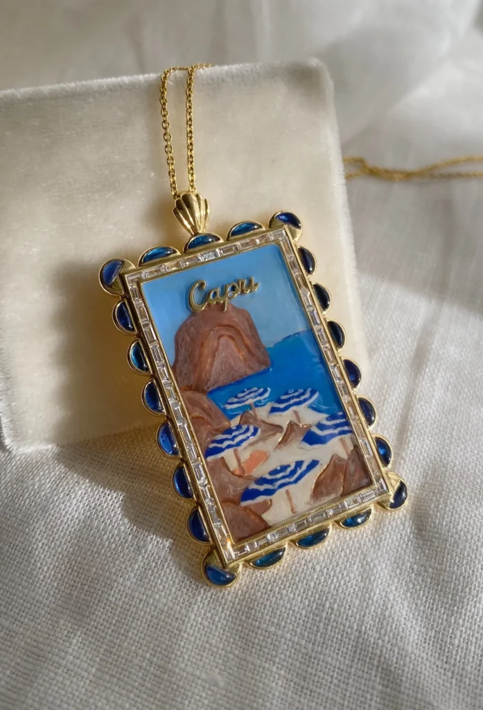 Jo Latham - Capri postage stamp necklace