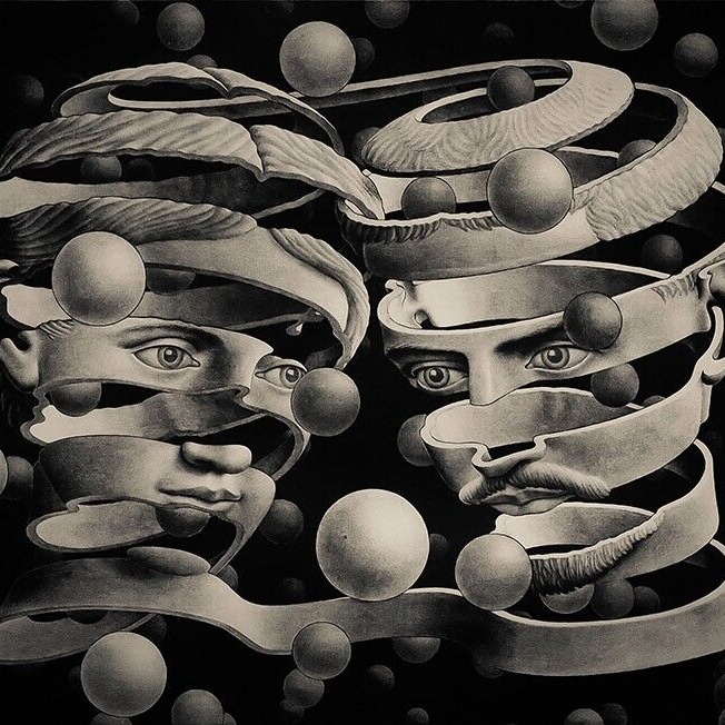 M.C. Escher's Bond of Union, 1956, at Arlington Museum of Art