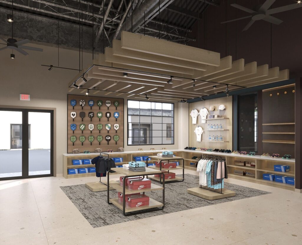 Inside the on-site pro shop at City Pickle USA