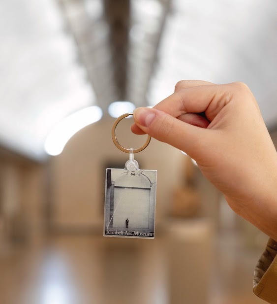 A commemorative key ring makes the most of the light inside The Kimbell.