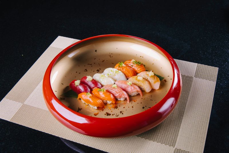 Nikuya - Nigiri platter on the rooftop of The Sinclair Hotel