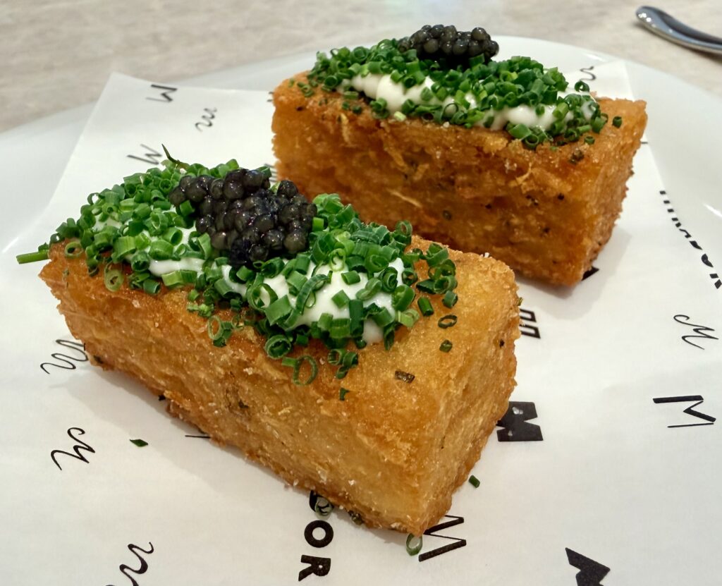 Cafe Mirador presented an amuse buche of a caviar topped tater tot