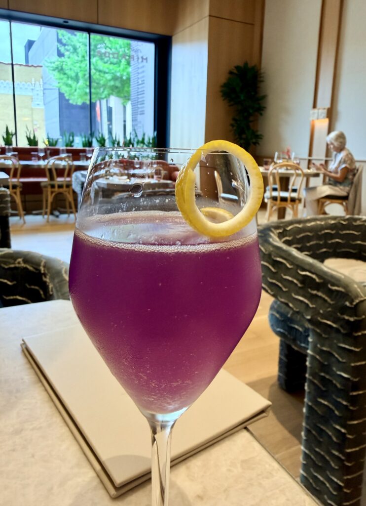 Cafe Mirador's Uni 73 is an ode to TCU colored with pea powder