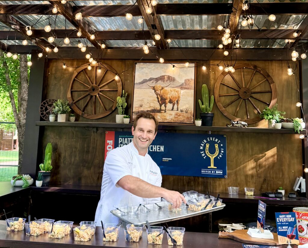 Marcus Paslay served fried calamari and olives from his Piatello Italian Kitchen