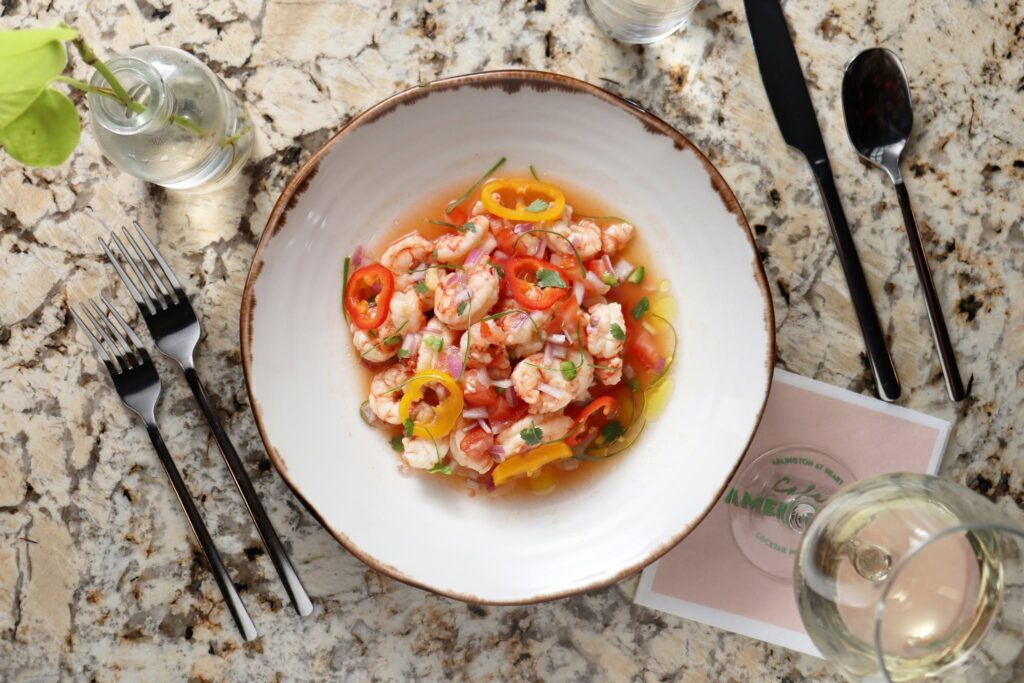 Cafe Americana is a tropical spot with a globe trotting menu, including this ceviche