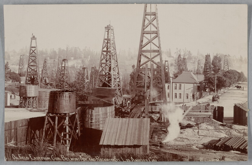 Beneath the Surface - Oil Field East from Corner of Belmont Avenue and Rockwood Street, Los Angeles, by unknown photographer