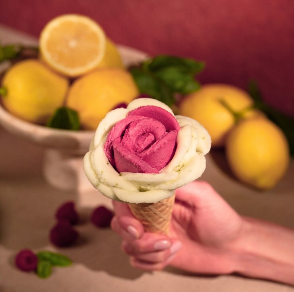 Amarino Gelato with flavors like Pear Hibiscus and Sicilian Lime Basil