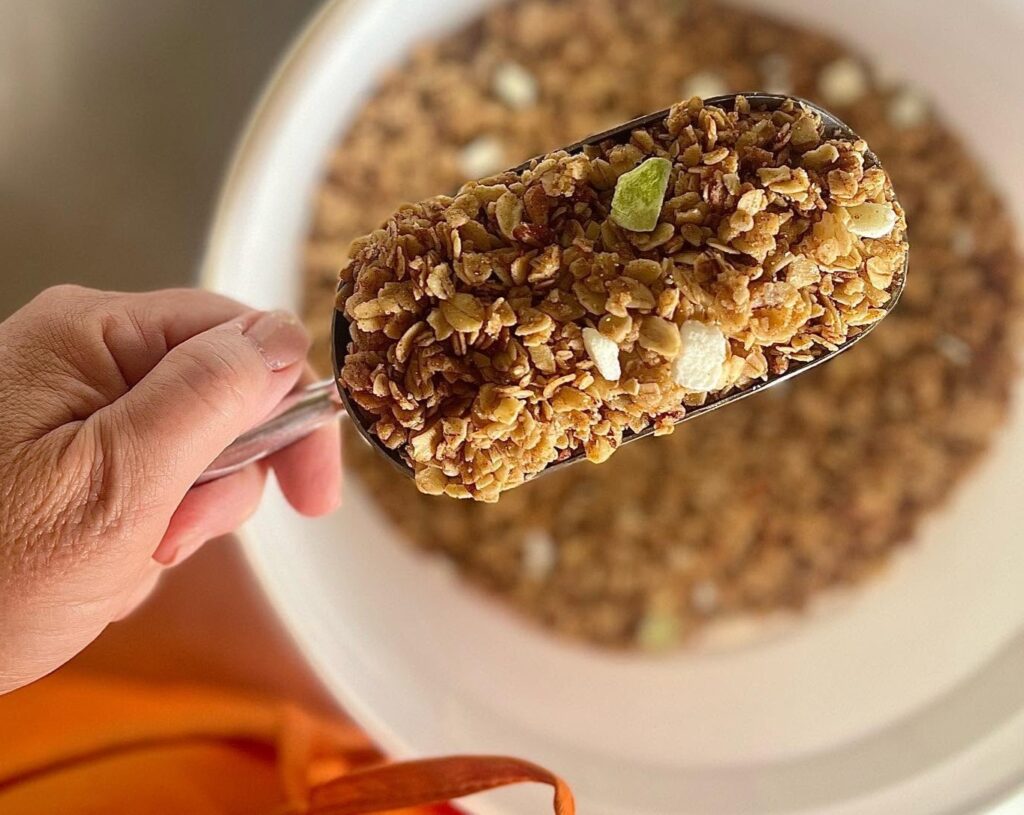 Food news - August 2026 - Crunchy Gril Granola's famous Apple Cinnamon blend.