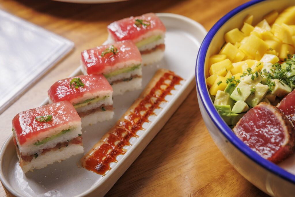 Pressed Ahi Tuna Sushi and primo salads